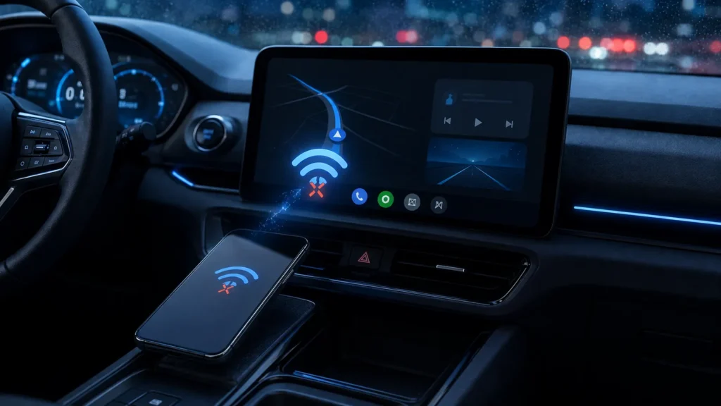 Wireless Android Auto connection interrupted in a modern car